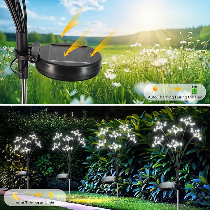 White Solar Pathway Lights 2-Pack, Yard LED