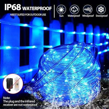 100FT 300LED Rope Lights Outdoor String Lights Plug in, Warm White & Color Changing Christmas Lights Outdoor,Waterproof Fairy Lights with Remote for Balcony(Not Connectable)
