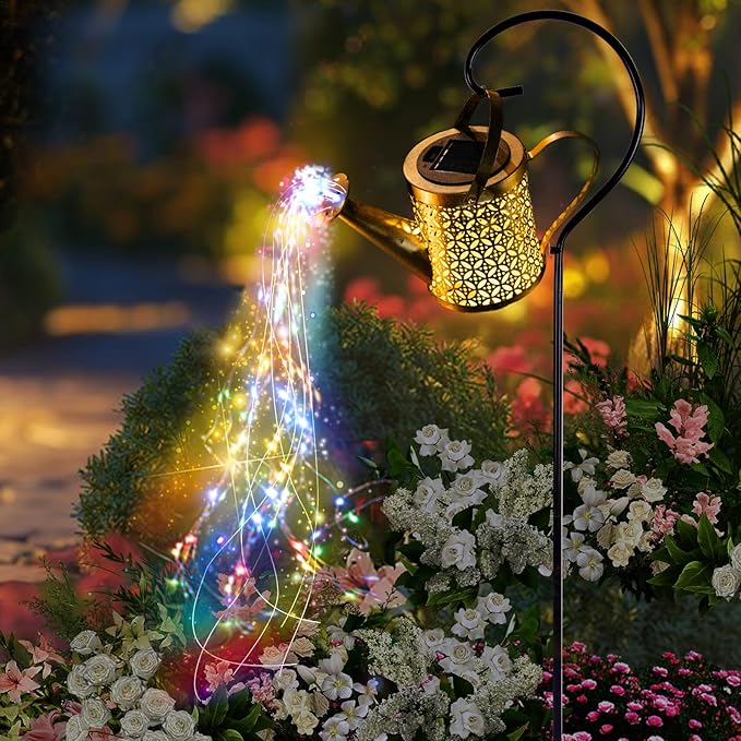 Flower Solar Patio Lanterns, Metal Waterproof LED