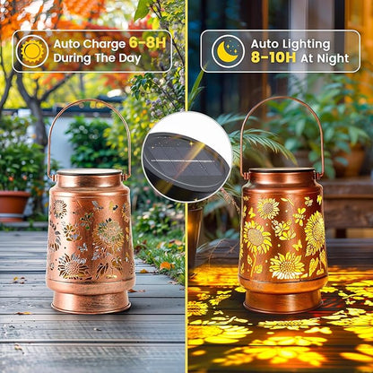 Homemory Solar Lanterns Outdoor Waterproof Sunflower Lights Garden Decor, Birthday Gifts for Women Mom Grandma, LED Hanging Solar Lights for Yard, Patio, Backyard, Porch, Lawn