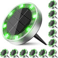 Solar Flat Disk Lights 12-Pack, Waterproof Walkway