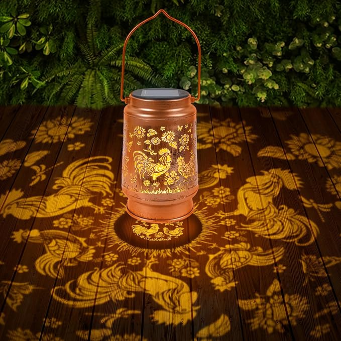 Chicken Gifts Solar Lanterns - Chicken Solar Lanterns Outdoor Waterproof, Farm Animal Coop Metal LED Hanging Solar Lights Lamp for Yard Patio Lawn Tabletop Garden Decor Christmas Mother‘s Day