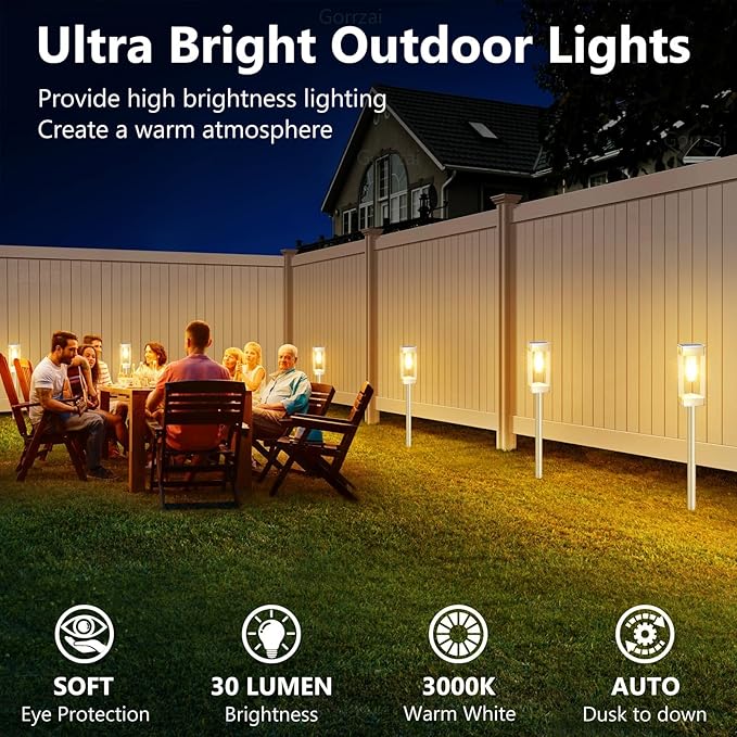 White Solar Pathway Lights 8-Pack, Driveway LED
