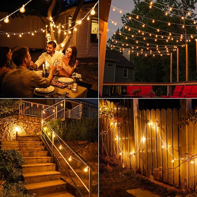 50ft White String Lights for Yard, Waterproof LED