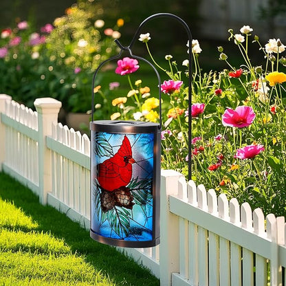 MUMTOP Hanging Solar Lanterns Outdoor Waterproof, Christmas Lantern Cardinal Solar Lights Outdoor Decorative Solar Lanterns Tabletop Lamp for Patio Garden Yard Christmas Decor