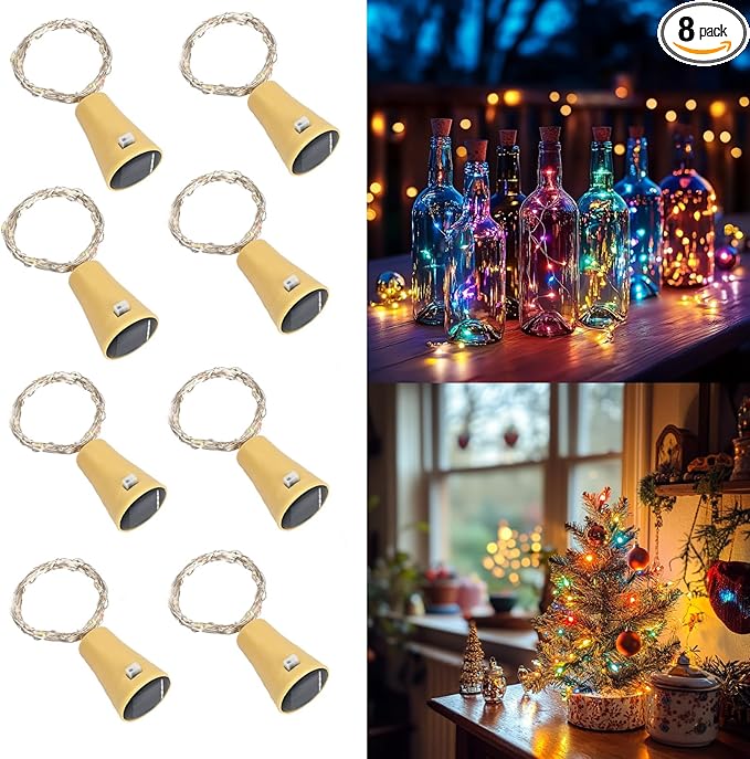 Multicolor Christmas Lights 8-Pack, 6.5ft LED Twinkle