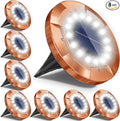 8-Pack Solar Ground Disk Lights, White Waterproof LED
