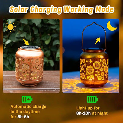 Solar Lanterns Outdoor Waterproof, Sunflower Gifts for Women Grandma Mom, Hanging Solar Lights for Backyard Porch Patio Table Yard Balcony Lawn Pathway, Mothers Day Gifts