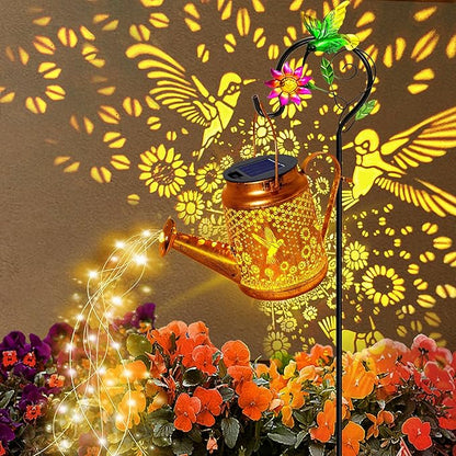 Solar Watering Can Lights, Hummingbird Hanging Lanterns Outdoor, Birthday Gifts for Mom Women Grandma , Waterproof Solar Lights Garden Decor for Outside Yard Art Patio Porch Lawn Backyard