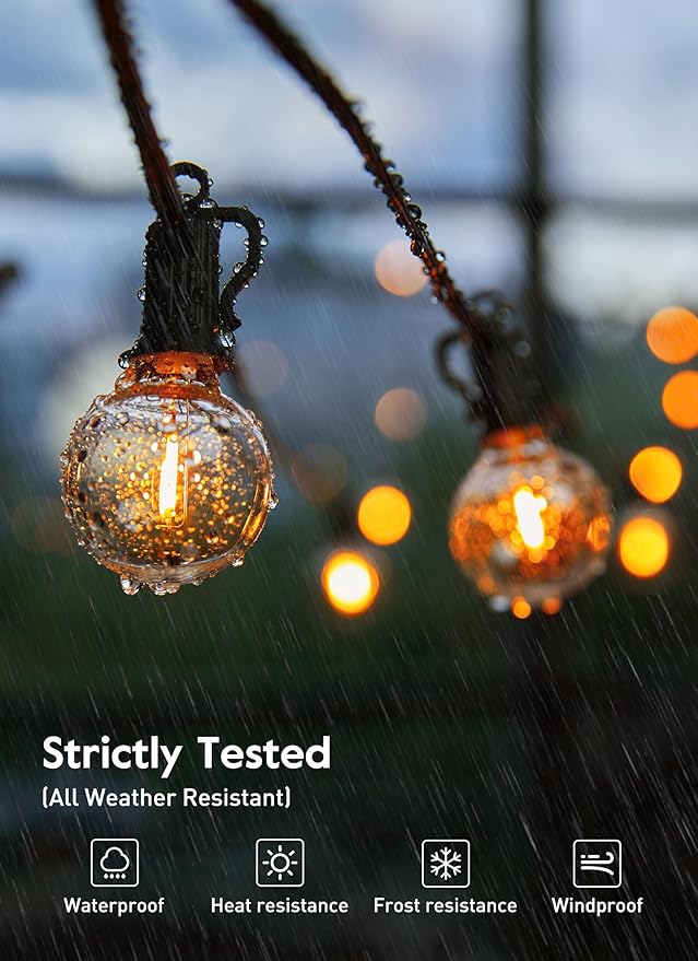 Outdoor String Lights, 30ft Warm White Waterproof LED