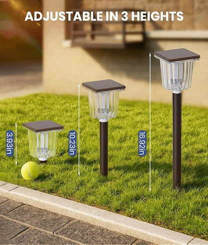 Super Bright Outdoor Solar Lights for Yard Powered 6 Pack, Adjustable Warm&Cool White, Waterproof IP65 Garden Decor Landscape Lighting Outside for Front Pathway/Patio/Walkway/Driveway/Lawn/Path Light