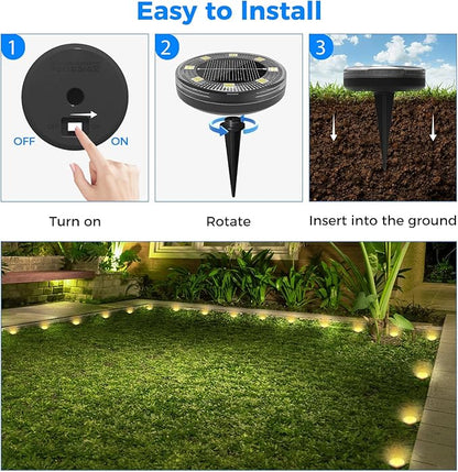 Peasur Mini Solar Ground Lights, 6 Pack Flat Solar Disc Lights Outdoor Waterproof, 2.3 Inch Small Solar Garden Lights Landscape Lighting for Outside Pathway Garden Yard Lawn Walkway,Warm White