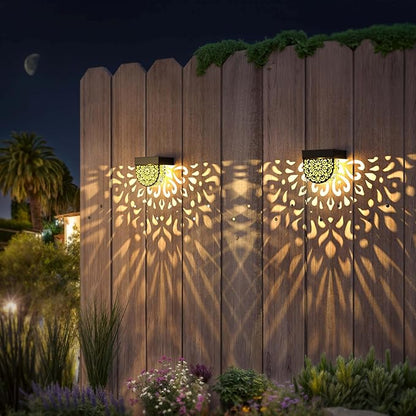 Solar Fence Lights Wall lihgts Outdoor Decorations 6 Pack Solar Step Lights Outdoor Waterproof LED Solar Powered Warm Yellow Decorative Lighting for Front Door, Backyard, Post(Black)