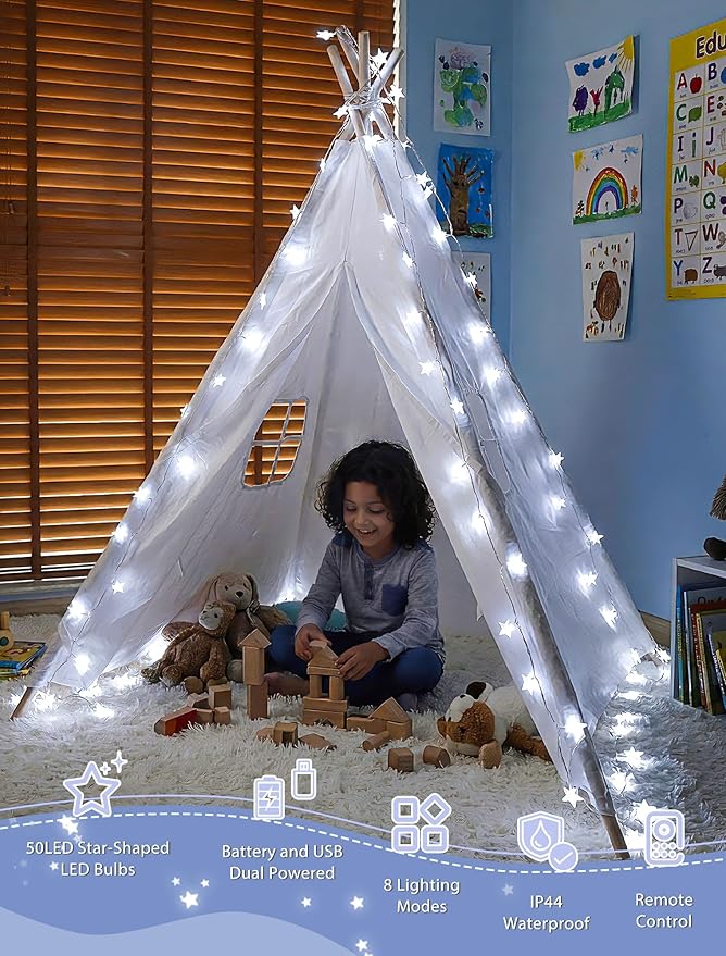 50 LED Christmas Twinkle Lights, 4ft Waterproof for Backyard