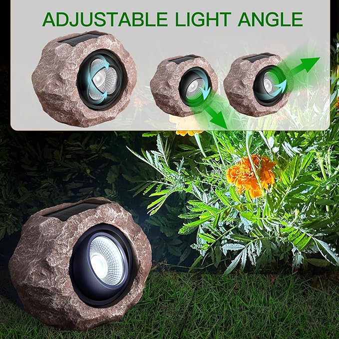 Timeflies Solar Rock Lights Outdoor 1 Pack, Bright Solar Spotlights Outdoor Waterproof, Wireless LED Rock Lights, Auto On/Off Solar Landscape Spotlights for Yard Walkway Patio Pathway Flowerbed