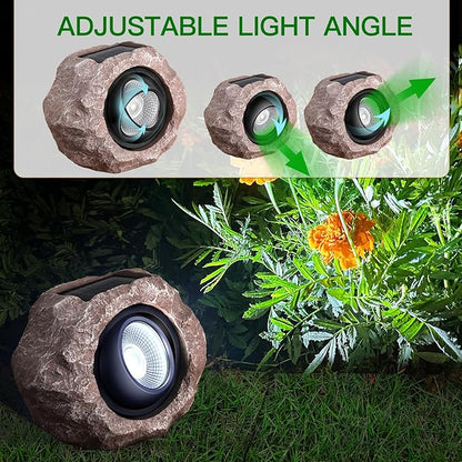 Timeflies Solar Rock Lights Outdoor, 2 Pack Super Bright Solar Spot Lights Outdoor IP65 Waterproof Solar Yard Lights, Auto On/Off Garden Decor for Outside Paths, Sidewalks, Yards, Landscapes, Patios