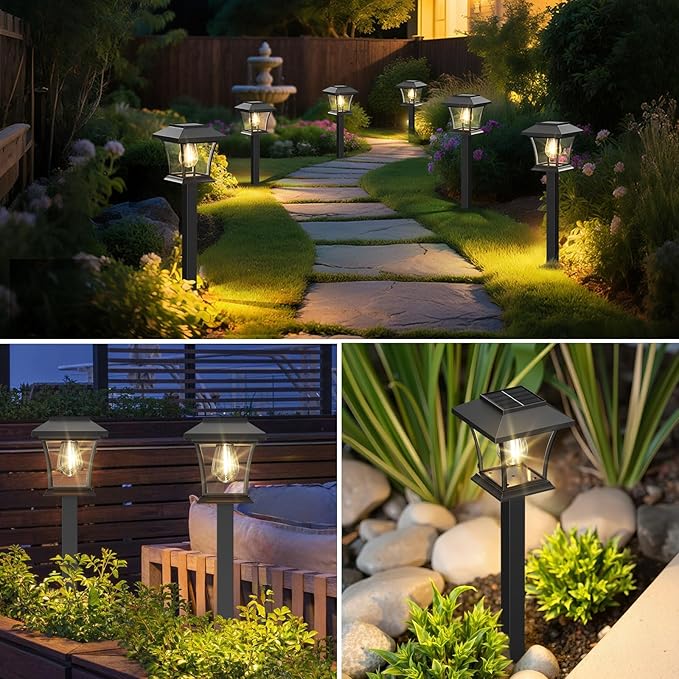 Sparkblaze 16 Pack Solar Pathway Lights Outdoor, LED Solar Yard Lights Dusk to Dawn Solar Garden Lights for Lawn, Walkway, Path & Landscape Lighting. (16, Warm White)