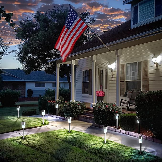 20-Pack Cold White Solar Path Lights, Outdoor Garden LED
