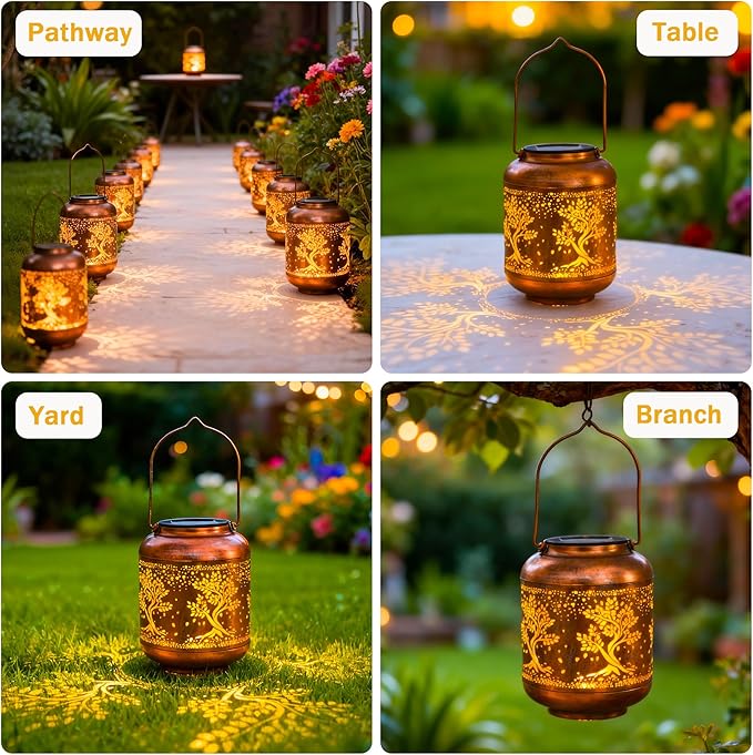 Solar Lanterns Outdoor Waterproof, Birthday Gifts for Women, Solar Lights for Backyard Porch Patio Table Yard Balcony Lawn Pathway