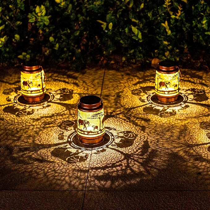 Solar Elephant Lanterns, Outdoor Hanging LED Decor