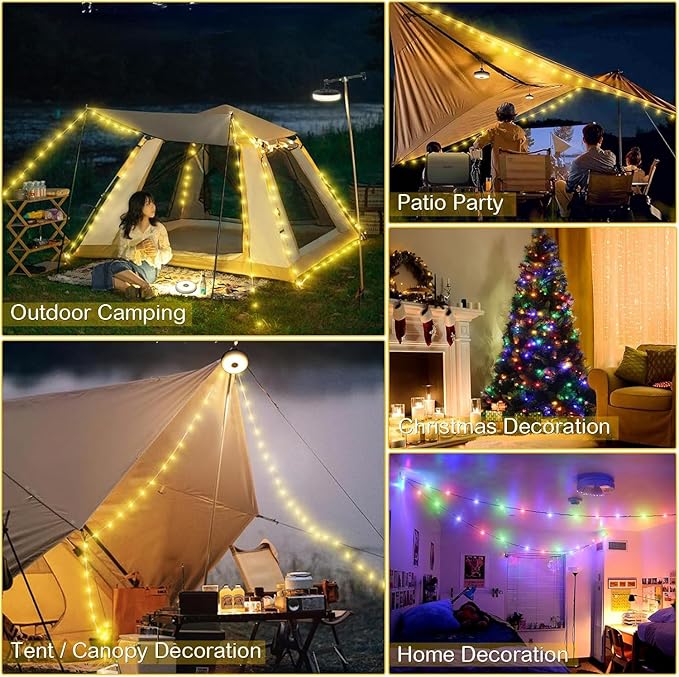 2-Pack Backyard String Lights, 8ft Weatherproof LED