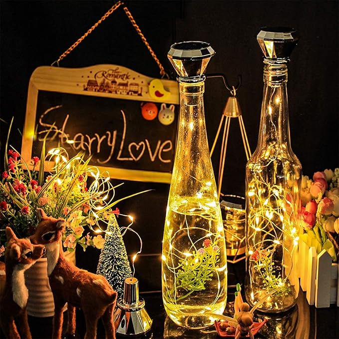 Starry Love Bottle Lights Solar Wine Bottle Lights 10 Packs 20LED Outdoor Waterproof Fairy Light Strings for Recycling Wine Bottle Decoration
