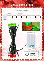 Christmas String Lights, 8ft 20 LED Waterproof Twinkle Lights