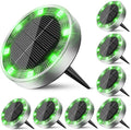 8-Pack Green In-Ground Solar Lights, Flat LED Walkway
