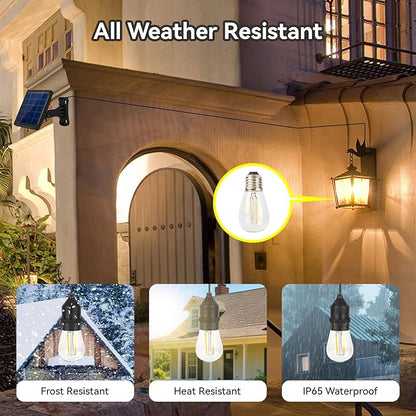 Solar Light Bulb Dusk to Dawn Solar Lights Indoor Waterproof 3000K with Cable 9.8FT Portable Hanging Pendant for Replacement DIY, Chicken Coop, Outdoor 2 Pack