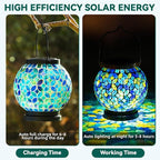 Mosaic Solar Hanging Lanterns, Metal Garden Decor