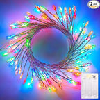 2-Pack 120 LED Christmas Twinkle Lights, 10ft Waterproof for Yard