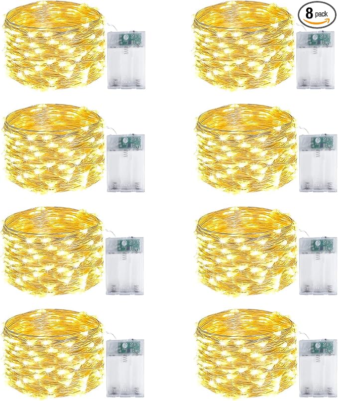 50 LED Christmas Twinkle Lights, 16ft Waterproof for Yard