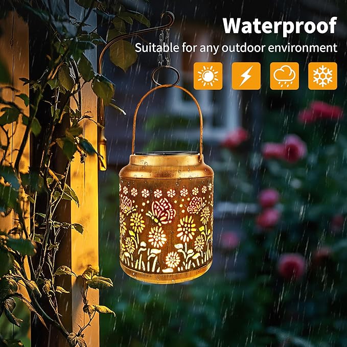Metal Butterfly Solar Lanterns for Outdoor, Waterproof LED