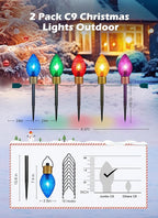 2-Pack C9 Christmas Pathway Lightsft 10 LED