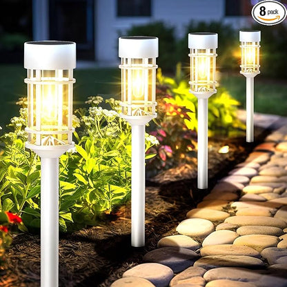 Mancra Solar Pathway Lights Outdoor Waterproof, 8 Pack LED Solar Garden Lights for Outside Decorations, Dusk to Dawn Solar Walkway Lights Landscape Lighting