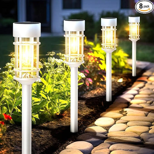 Mancra Solar Pathway Lights Outdoor Waterproof, 8 Pack LED Solar Garden Lights for Outside Decorations, Dusk to Dawn Solar Walkway Lights Landscape Lighting