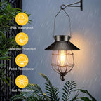 2-Pack Classic Courtyard Solar Lanterns for Porch, Waterproof LED