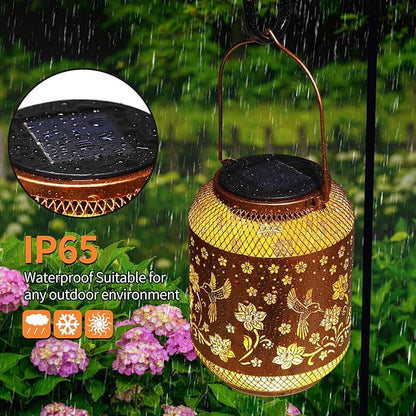 2 Pack Hummingbirds Solar Lanterns Outdoor Waterproof Garden Decor Birthday Gifts for Mom Women Grandma Metal Hanging Solar Lights Outdoor Decoration for Patio,Yard,Porch,Backyard