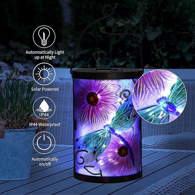 Dragonfly Solar Lanterns, Waterproof LED Patio Lights