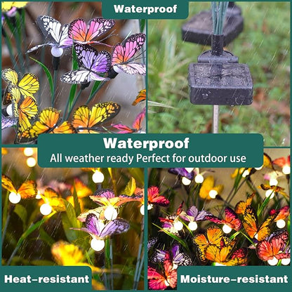 TONULAX Solar Garden Lights - Swaying Butterfly Light, Swaying in The Wind, Solar Outdoor Lights, Yard Patio Pathway Decoration, High Flexibility Iron Wire & Realistic Butterflies(8 Pack)