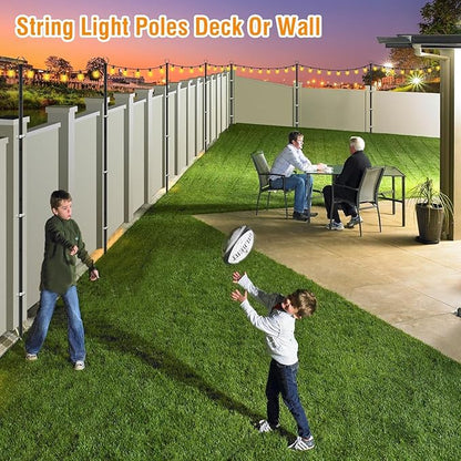 AILBTON 10 Pack 10Ft String Light Poles,Light Poles for Outside String Lights,Outdoor Light Poles with Fork,Metal Pole Stand for Patio,Backyard,Deck