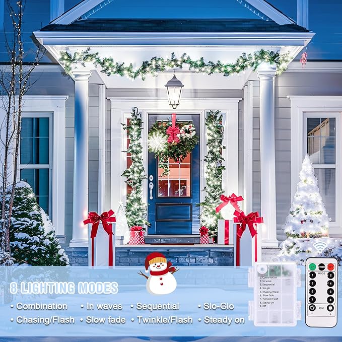 2-Pack 33ft Christmas LED String Lights, Waterproof Timer Lights