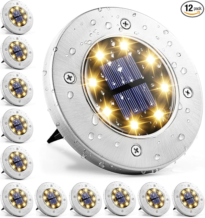 Solar Step Lights 12-Pack, Waterproof Yard