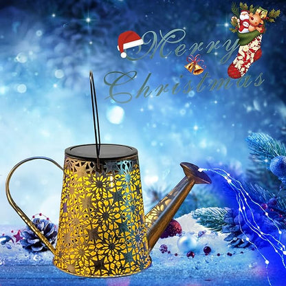 Solar Watering Can Lights,Large Retro Metal Hanging Solar Lights Outdoor Waterproof, Birthday Gifts for Women Mom Grandma Garden Decor Yard Light LED Decoration Outside for Porch Lawn Patio