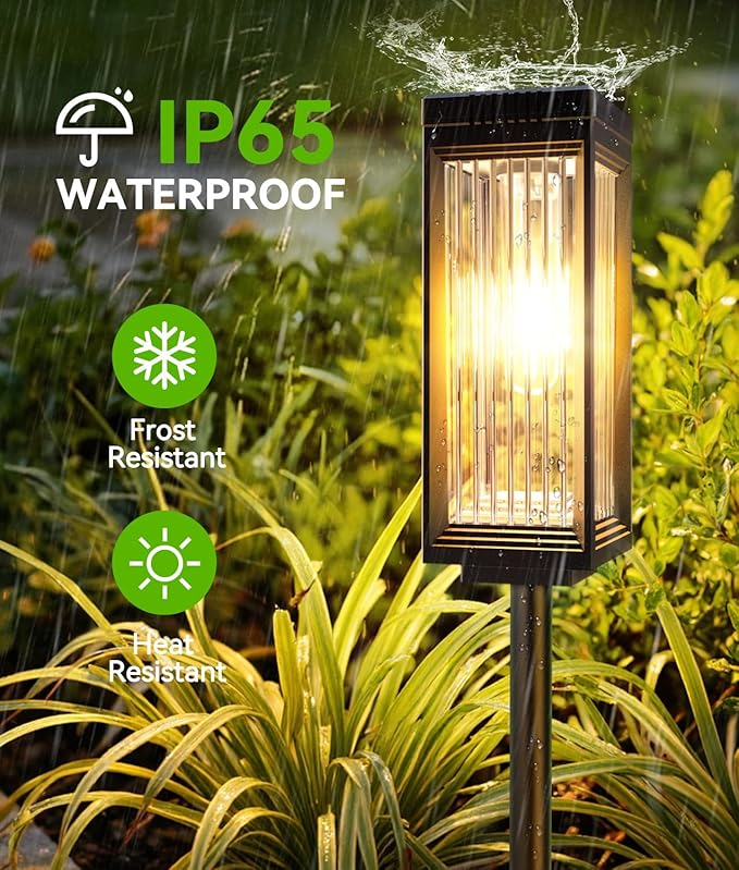 Solar Pathway Lights Outdoor, 6 Pack Upgraded Solar Lights Outdoor Waterproof, Bright Up to 15 Hrs Auto On/Off Garden Light for Yard Patio Lawn Path Walkway Driveway Outside Decor