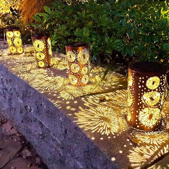 Firework Solar Hanging Lanterns, Rustic Backyard Decor