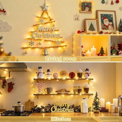 2-Pack 66ft Christmas LED String Lights, Waterproof Timer Lights