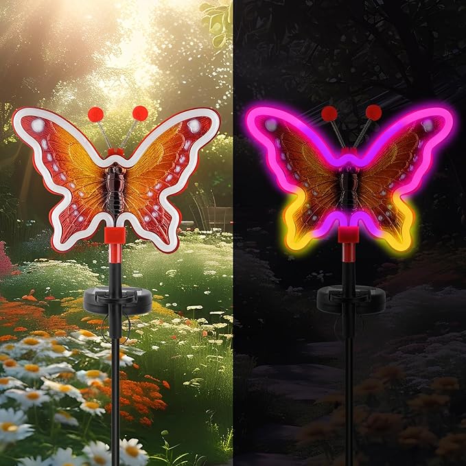 Red Solar Pathway Lights 2-Pack, Garden LED