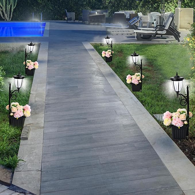 Sun-Ray Kambria Multi Function 2-Piece Set of Solar Lights with Posts, Ground Stakes, Planters, & Wall Mount Hardware, Outdoor Lights for Patio, Porch, Deck, Yard
