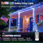2-Pack 100 LED Christmas Twinkle Lights, 33ft Waterproof for Patio